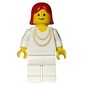 Woman, White Shirt with Gold Necklace, White Legs, Red Hair