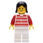 Woman, Red and White Striped Shirt, White Legs, Black Hair (3626a Head)
