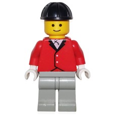 Man, Red Riding Jacket, Light Gray Legs, Black Hard Hat (3626a head) (fig-008991)
