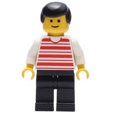 Man, Red and White Striped Shirt, Black Legs, Black Hair (fig-008994)