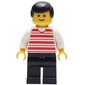 Man, Red and White Striped Shirt, Black Legs, Black Hair