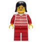 Red and White Striped Shirt, Red Legs, Black Hair (3626a Head)