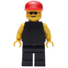 Man, Plain Black, Red Cap, Sunglasses (fig-009004)