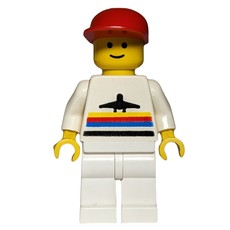 Man, White Shirt with Airplane, White Legs, Red Cap (fig-009006)