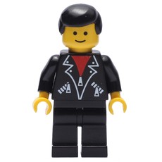 Man, Open Black Jacket over Red Shirt, Black Legs, Black Hair (fig-009016)