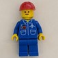 Ground Crew, Blue Jumpsuit with Plane and ID Badge, Red Hard Hat