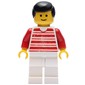 Man, White and Red Striped Shirt, White Legs, Black Hair