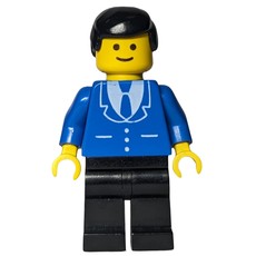 Man, Blue Jacket with Tie and Three Buttons, Black Legs, Black Hair (3626a Head) (fig-009035)