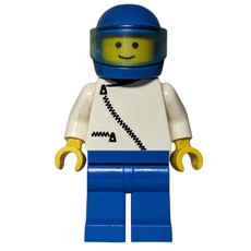 Man, White Jacket with Zipper, Blue Legs, Blue Helmet with Visor (fig-009039)