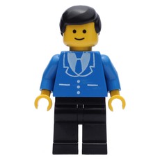 Man, Blue Jacket with Tie and Three Buttons, Black Legs, Black Hair (3626b Head) (fig-009045)