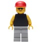 Man, Black Torso with Yellow Arms, Light Gray Legs, Red Cap, Sunglasses