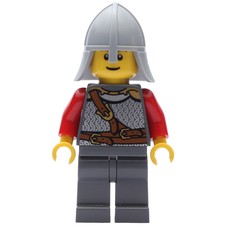 Knight, Armor with Straps, Light Bluish Gray Helmet, Reddish Brown Eyebrows (fig-009111)