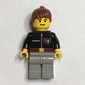 Firewoman, Black Fire Jacket with Red Belt and Badge, Brown Hair