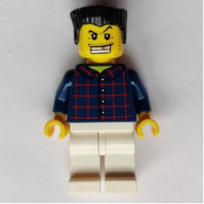Man, Dark Blue Plaid Shirt, White Legs, Black Hair, Gold Tooth (fig-009138)