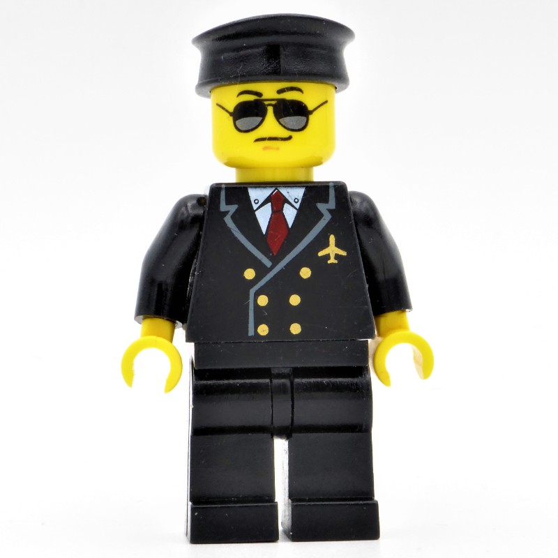 LEGO Set fig-009142 Pilot - Black Torso, Black Legs Black Hat (2018 ...