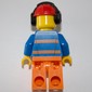 Worker - Blue Torso, Orange Legs, Red Helmet with Ear Protectors