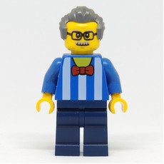 Blue Torso, Dark Blue Legs, Dark BLuish Grey Hair - Without Back Print (fig-009163)
