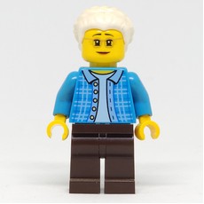 Dark Azure Torso, Dark Brown Legs, White Hair (fig-009167)
