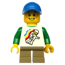 Kid - White Torso, Classic Space Figure, Dark Tan Legs, Blue Cap (fig-009172)