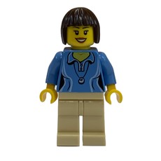 Medium Blue Torso, Tan Legs, Dark Brown Hair (fig-009175)
