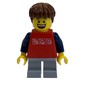 Kid - Red Torso, Light BLuish Grey Legs, Reddish Brown Hair