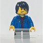 Kid - Blue Torso, Light Bluish Grey Legs, Black Hair