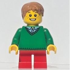 Kid - Green Torso, Red Legs, Medium Nougat Hair (fig-009185)