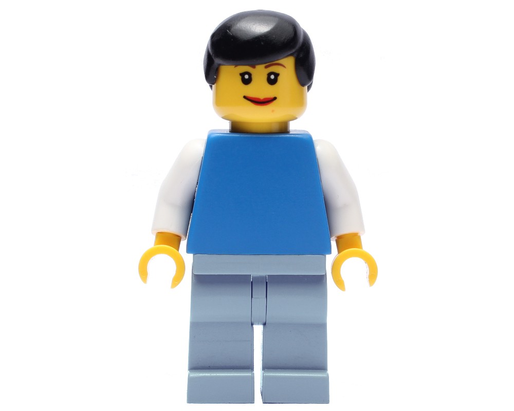 LEGO Set fig-009198 Blue Torso, Sand Blue Legs, Black Hair ...