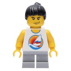 Kid - White Torso, Light Blush Grey Legs, Black Hair (fig-009201)
