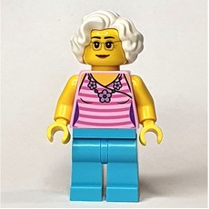 Bright Pink, Medium Azure, White Hair (fig-009217)