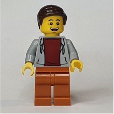 Light Bluish Grey Torso, Dark Orange Legs, Dark Brown Hair (fig-009224)