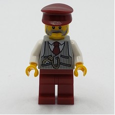 Light Bluish Gray Torso, Dark Red Legs, Dark Red Hat (fig-009237)