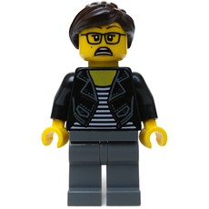 Black Torso, Dark Bluish Grey Legs, Dark Brown Hair (fig-009243)