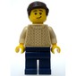 Tan Torso Sweater, Dark Blue Legs, Dark Brown Hair