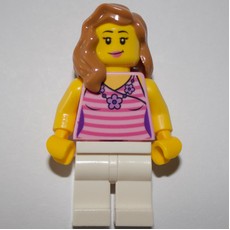 Bright Pink Torso, White Legs, Medium Nougat Hair (fig-009261)