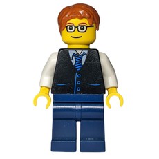 Black Torso, Dark Blue Legs, Dark Orange Hair - Squared Glasses (fig-009263)