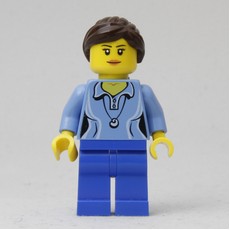 Medium Blue Torso, Blue Legs, Dark Brown Hair (fig-009264)