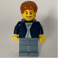 Man, Open Dark Blue Jacket, Sand Blue Legs, Dark Orange Hair (fig-009281)