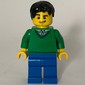 Man, Green V-Neck Sweater, Blue Legs, Black Hair
