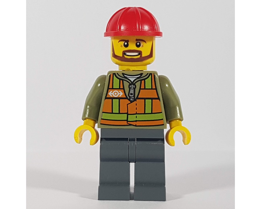 LEGO Set fig-009286 Train Worker, Orange Safety Vest with Train Logo ...