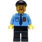 Policeman, Medium Blue Shirt with Badge and Tie, Black Cap, Beard