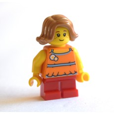 Girl, Orange Top, Short Red Legs, Medium Nougat (fig-009307)