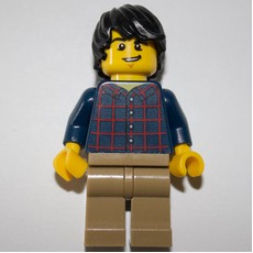 Dark Blue Torso, Dark Tan Legs, Black Hair (fig-009311)