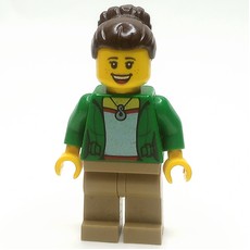 Green Torso, Dark Tan Legs, Dark Brown Hair (fig-009320)