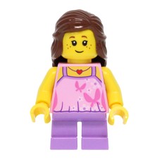 Kid - Bright Pink Torso, Medium Lavender Legs, Reddish Brown Hair (fig-009324)
