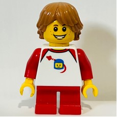 Kid - White Torso, Red Legs, Medium Nougat Hair (fig-009327)