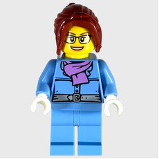 Medium Blue Torso, Medium Blue Legs, Dark Red Hair (fig-009330)
