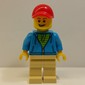 Dark Azure Torso, Tan Legs, Red Cap