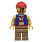 Pirate - Blue Torso, Dark Tan Legs, Red Cap