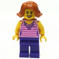 Bright Pink Torso, Dark Purple Legs, Dark Orange Hair (fig-009341)